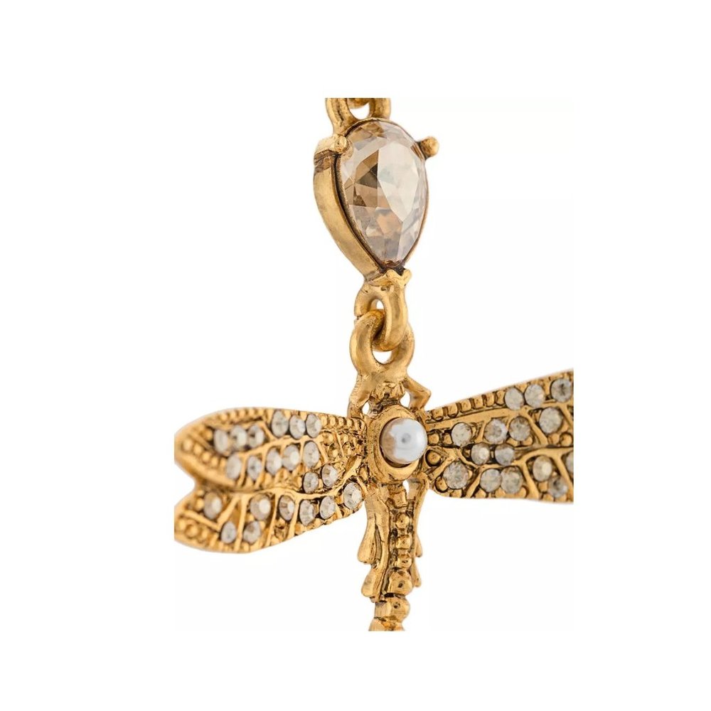 Oscar de la Renta Gold dragonfly drop earrings NEW - Picture 9 of 11
